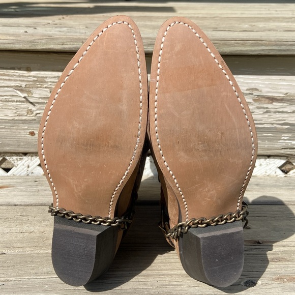 Masterson Boot Co Brown Leather Deertan Chain J Toe Western Boots Women's Size 6 - Picture 6 of 14